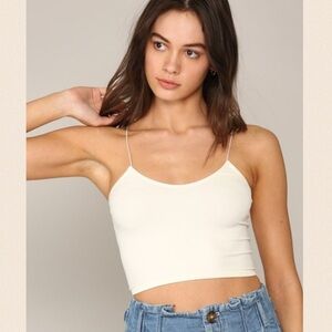 Cream Seamless Brami with Ribbed Bottom